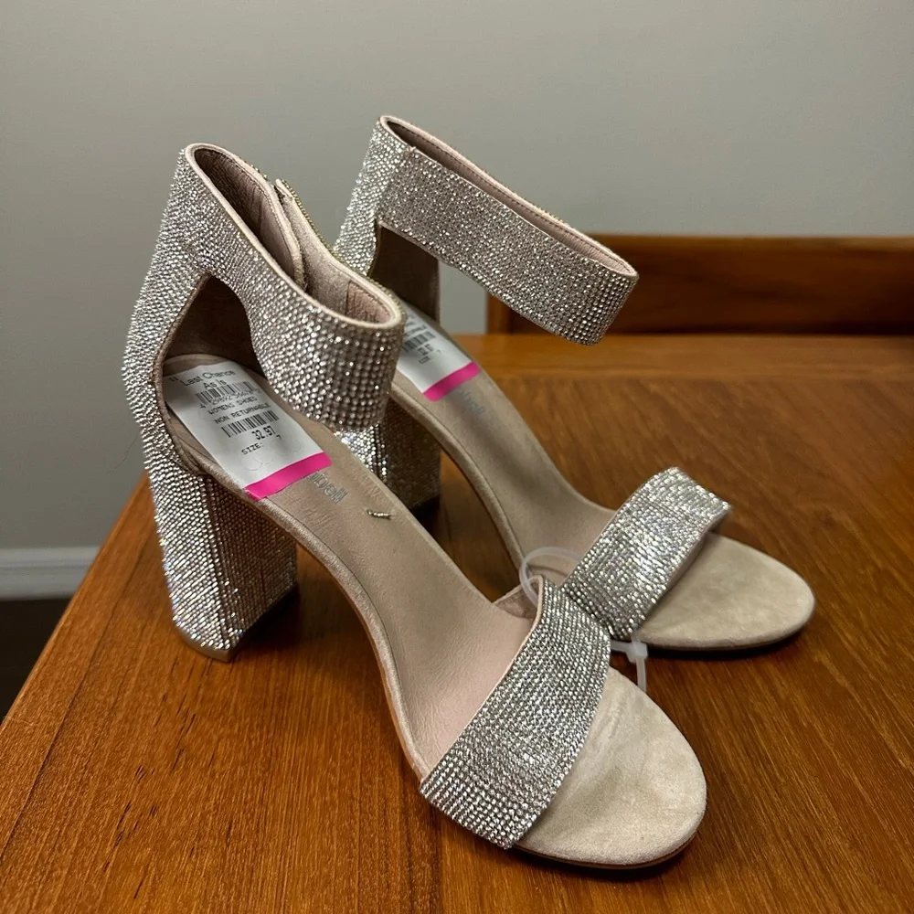 NWT Jeffrey Campbell Lindsay Heel - Sparkle Nude Champagne sz.7 (flaw) - Picture 6 of 8